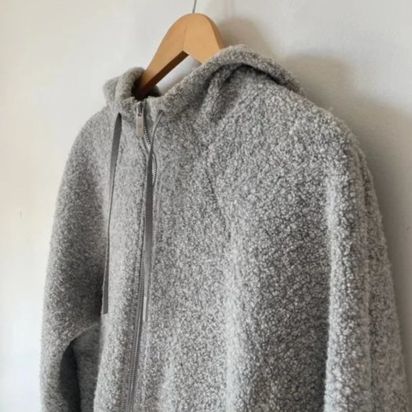 Lululemon So Sherpa Silver Wool Hooded Full Zip Teddy Boucle Grey Jacket Size 6 - Picture 7 of 8